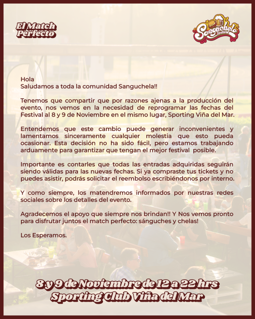 sanguchela cambio fecha 24